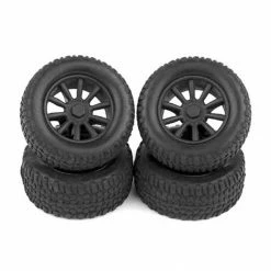Team Associated 1/28 Front/Rear Pre-Mounted Tires (4): SC28 for Tires & Wheels