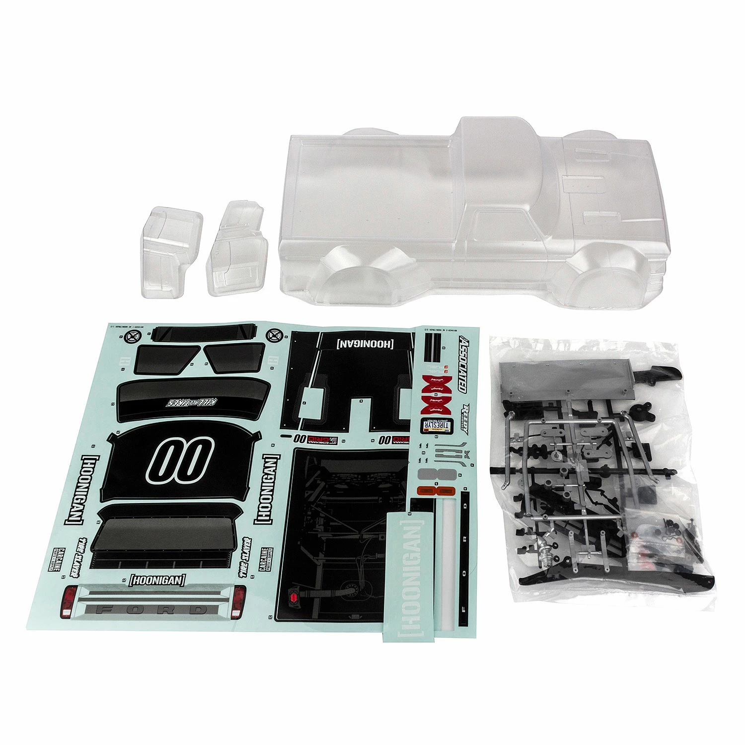 Team Associated Hoonitruck Body Set, Clear for Parts 1 Team Associated Hoonitruck Body Set, Clear for Parts