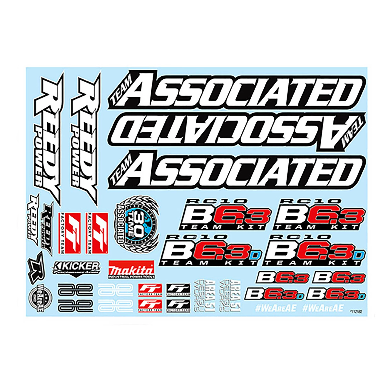 Team Associated RC10B6.3 Decal Sheet for Parts 1 Team Associated RC10B6.3 Decal Sheet for Parts
